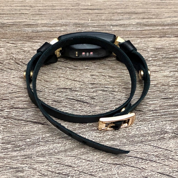Fitbit Inspire HR Leather Strap Bracelet Gold Band - Picture 5 of 7